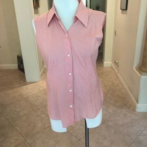 Ann Taylor Pink Striped Sleeveless Blouse.  Size 8